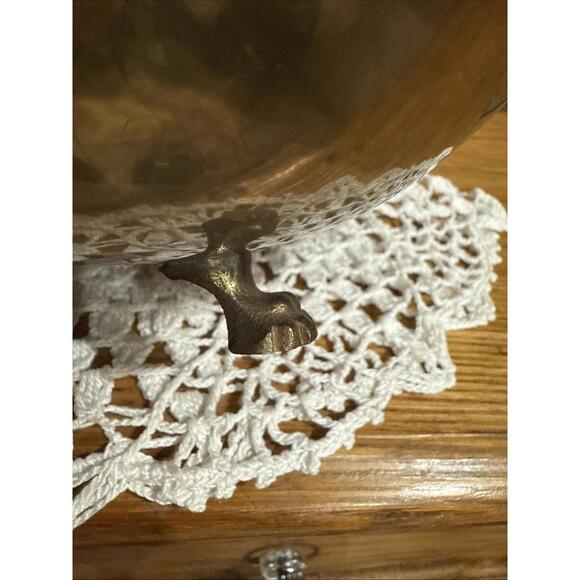 VTG Solid Brass Decorative Footed Bowl Centerpiece Cottage French Country Boho - Picture 7 of 9